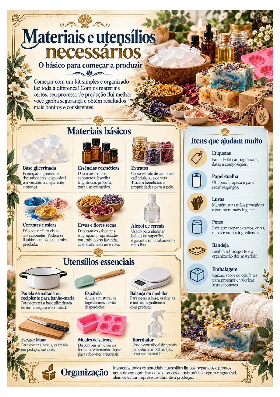 Página do guia: Materiais e utensílios necessários