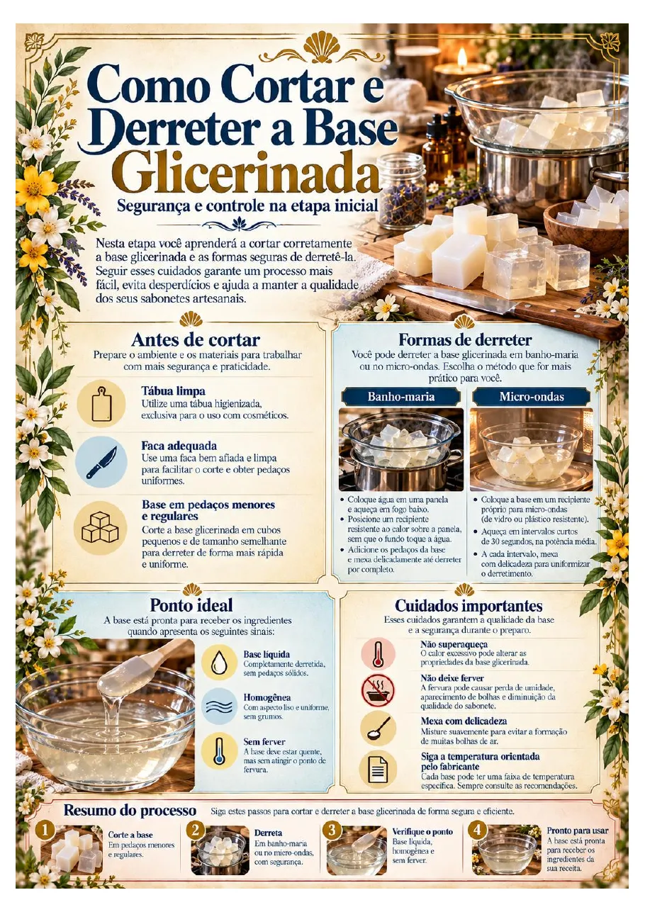 Página do guia: Como cortar e derreter a base glicerinada