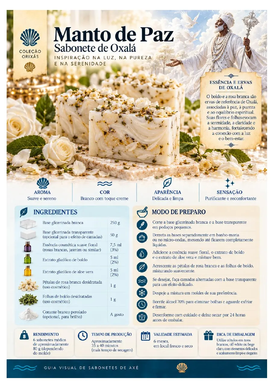 Ficha da receita Manto de Paz